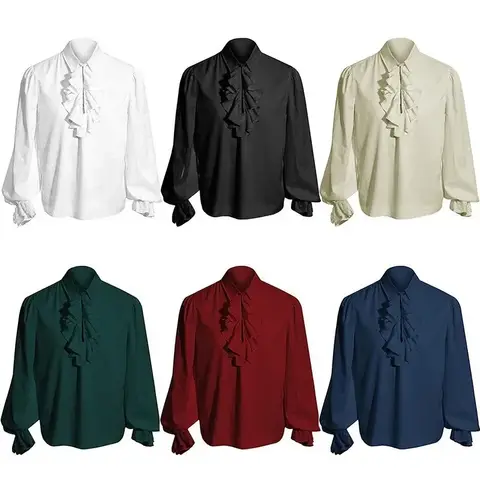 Vampire Renaissance Victorian Shirts for Men and Women  White Steampunk Ruffle Medieval Halloween Costume
