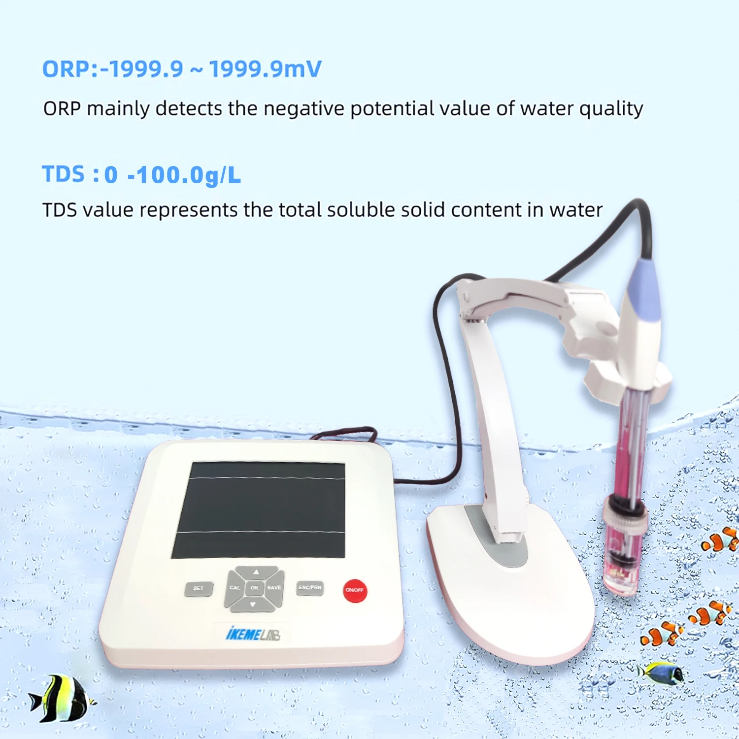IKEME PH100 Benchtop PH Meter Multi Parameter Water Quality Analyzer pH/mV/℃ Laboratory 3 In 1 PH Meter For Swimming Pool