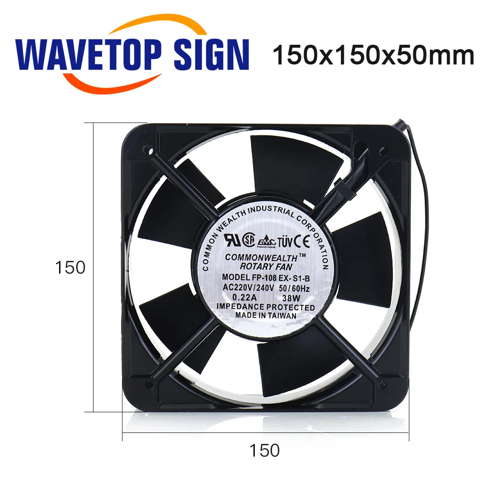Поворотный вентилятор WaveTopSign Commonwealth 150x150x50 мм 108EX-S1-S Напряжение 220 В 38 Вт 0,22 А 50-60 Гц