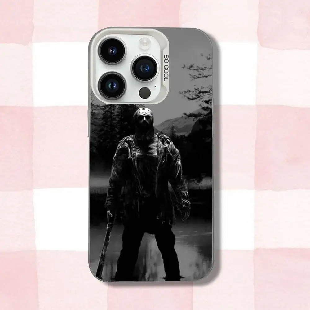 ジェイソンズ・V・フーリーズ・ホラーズ iPhone 16,15,14,13,12,11,Pro,XS,Max,Plus,Mini,SE用スマホケース ホワイトキャンディマット 耐衝撃カバー