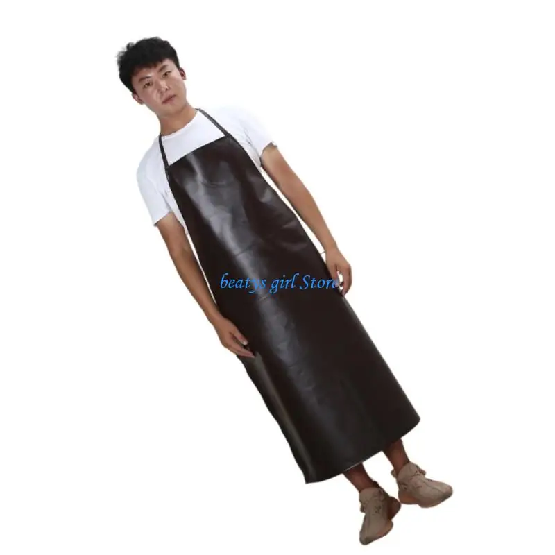 C7AB Professional Grade Thickened PU Leather Work Apron Stain Resistant Easy Clean Heavy Duty Protective Gear Adjustable Fit