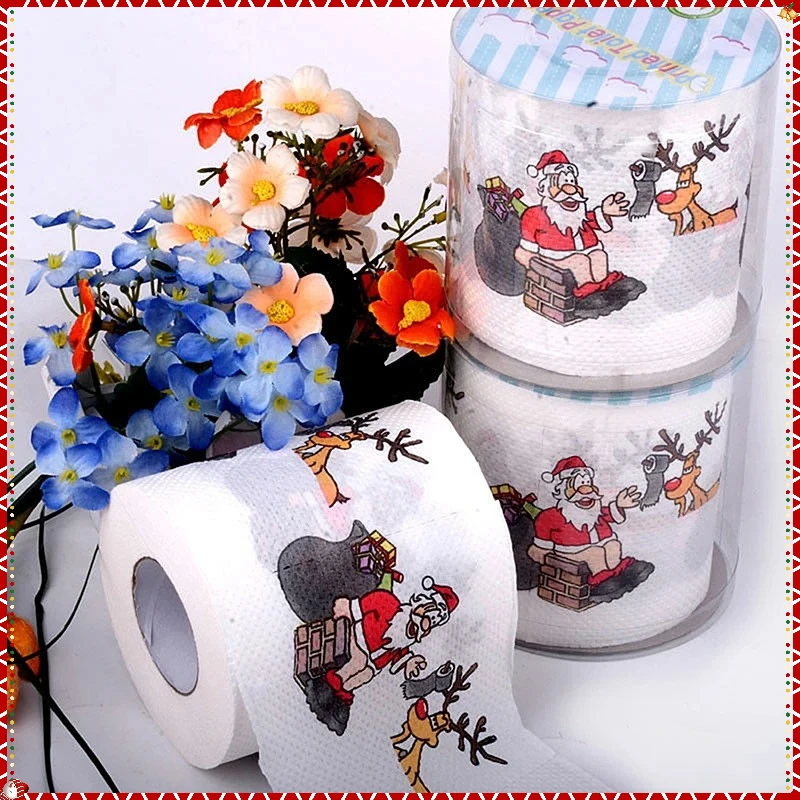 

NEW Christmas Pattern Series Roll Paper Christmas Decorations Prints cute Toilet Paper Christmas Decorations For Home HOT