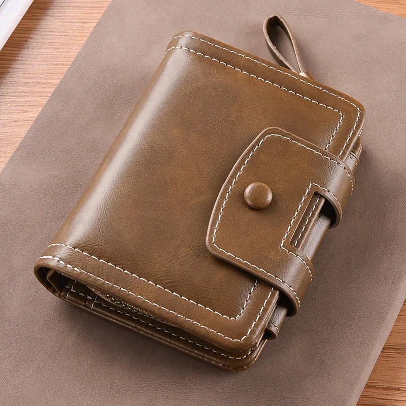 

New short leather textured wallet, men's driver's license card holder, integrated vertical men's multifunctional wallet