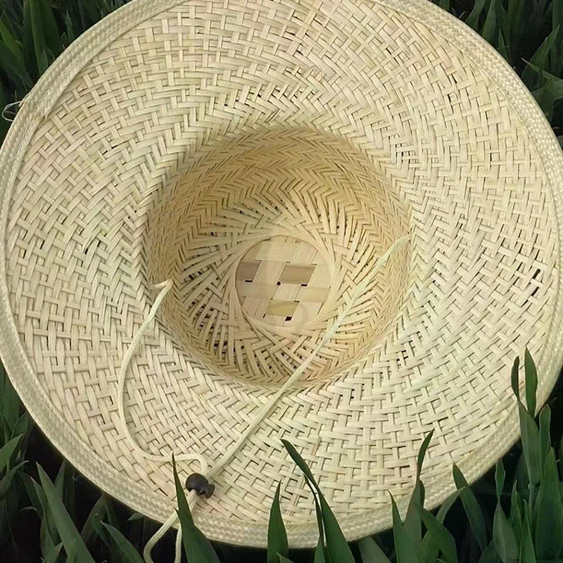 Breathable Bamboo Straw Sun Hat, Wide Brim Outdoor Garden Work Cap For Farmers' Shade Protection