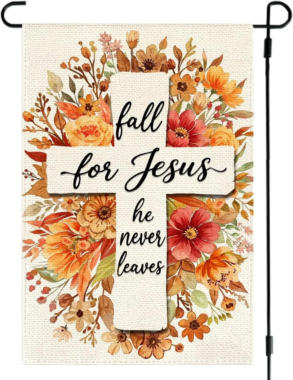 Fall for Jesus Floral Cross Garden Porch Flag Decor 12