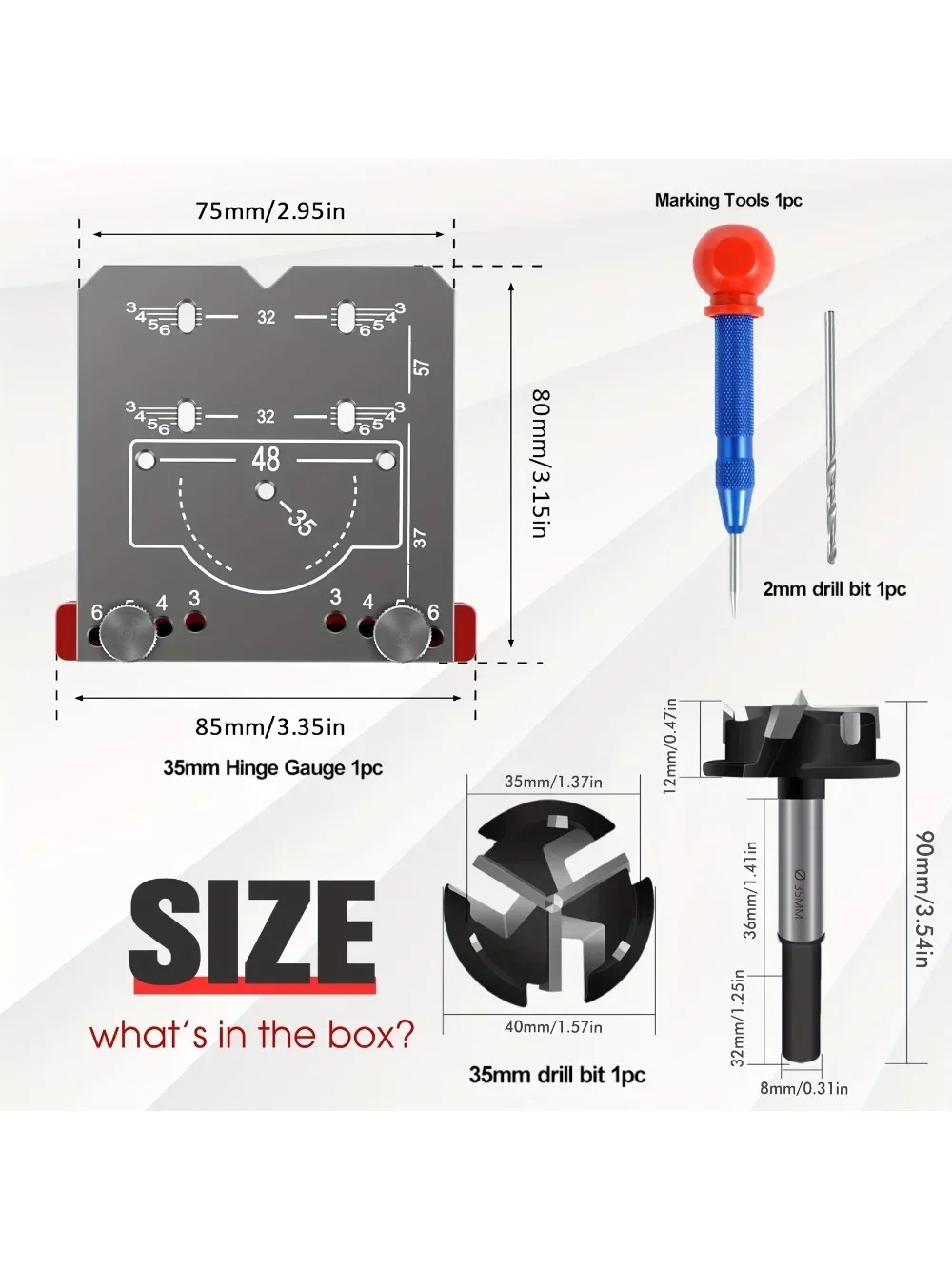 محدد مواقع ثقب من سبائك الألومنيوم عالي الدقة ، قالب محمول للحفر ، تركيب خزانة الباب ، مفصلات 35 مفصل