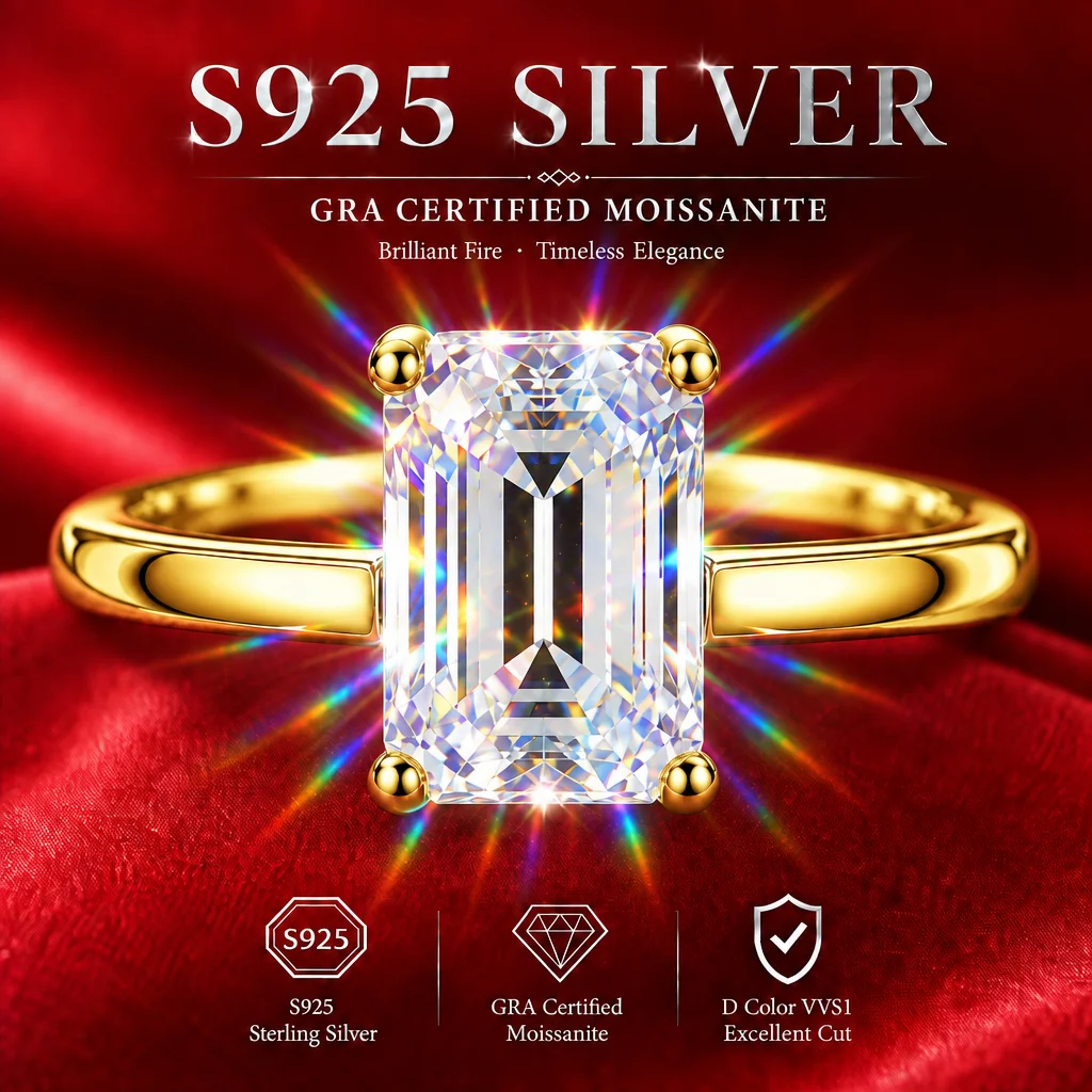 18k Vergoldete Moissanit-Ringe mit GRA-Zertifikat, Funkelndes Marquise-Design, S925 Sterling Silber für Damenringe – Detail 14
