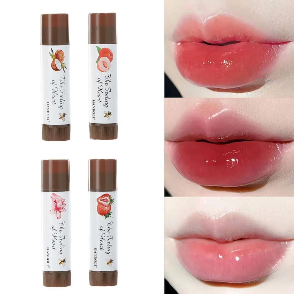 Waterproof Fruit Lip Balm Peach Tea Color Lipstick Lines Lip Natural Changing Color Jelly Lasting Lip Care Plump Moisturizi E7H0