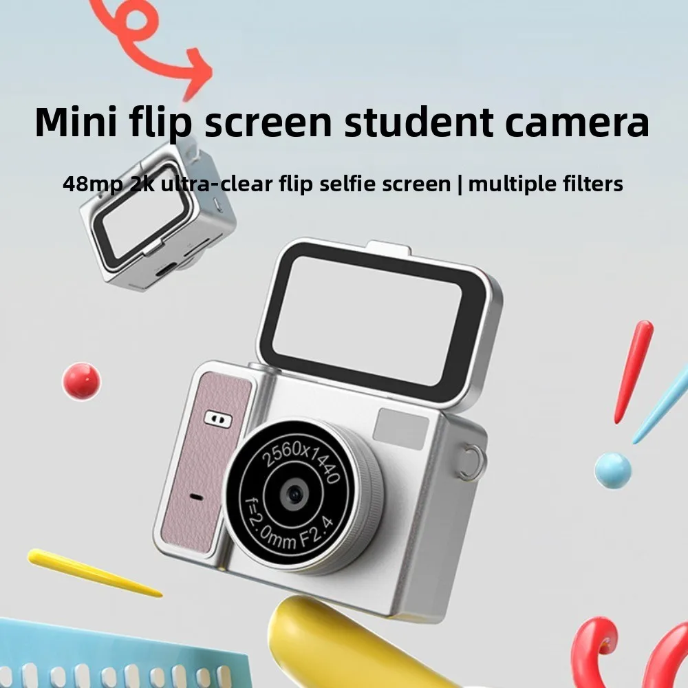 

HD Retro Mini Digital Camera With 1.47 Inch 180° Flip Screen Pocket CCD Camcorder Gift For Kids Adults Holiday Birthday