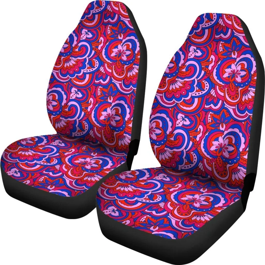 Psychedelic Print Pattern Seat Cover Car Seat Covers Set 2 Pc, Car Accessories Car Mats