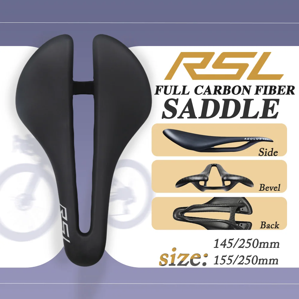 

RSL Lightweight Full Carbon Fiber Bike Saddle RSL 3k/black texture Comfort Hollow Design Seat145/155mm for Road Gravel Bikes