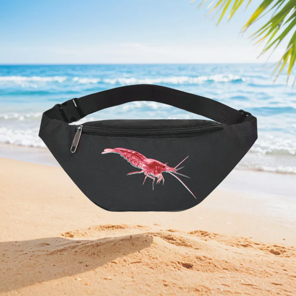 Shrimp Design Fashionable Waist Bag Sporty Casual Unique Printed Backpack Crossbody Chest Bag Simple Street Style Waist Backpack