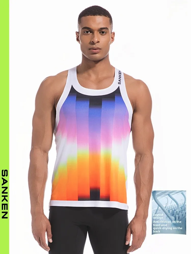 

Sanken Men's Running Vest Profional Marathon Training adient Tra Breathable Sl Comfortable Fit Summer Sportswear
