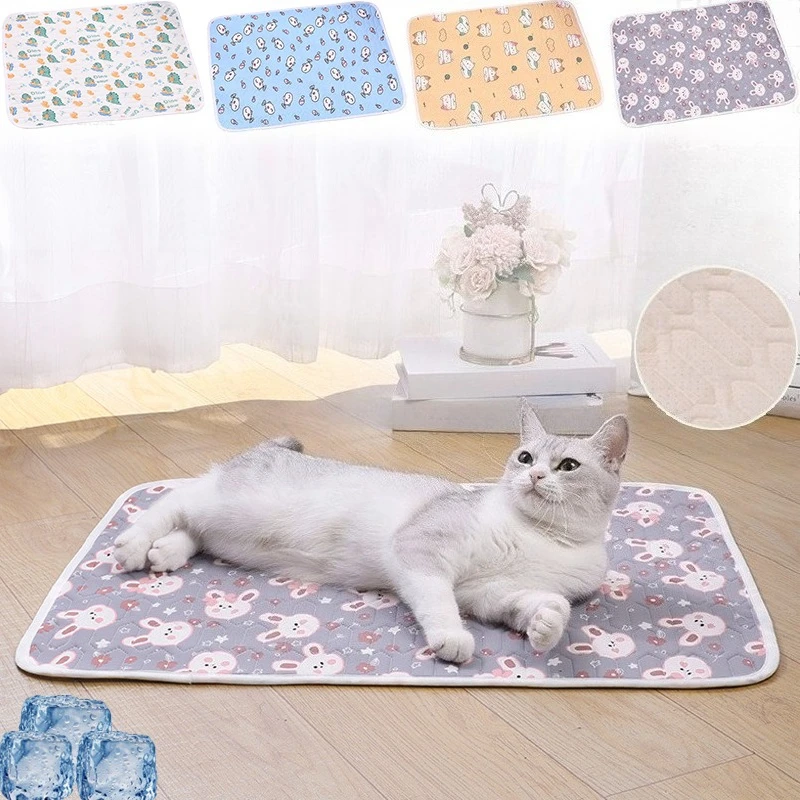 

1PC Latex Pet Ice Silk Pad for Small Big Dog Cute Cartoon Pattern Summer Cooling Sleeping Mat Non-slip Durable Sofa Ice Pad 강아지