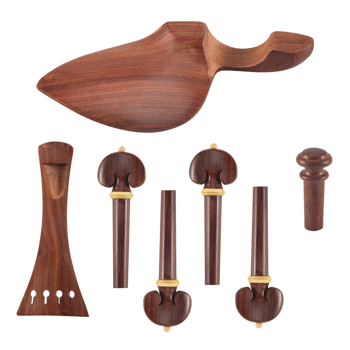 4/4 Violin Kit Full Size Violin Accessories Rosewood Violin Peg Tailpiece Chin Rest End Pin (4/4)