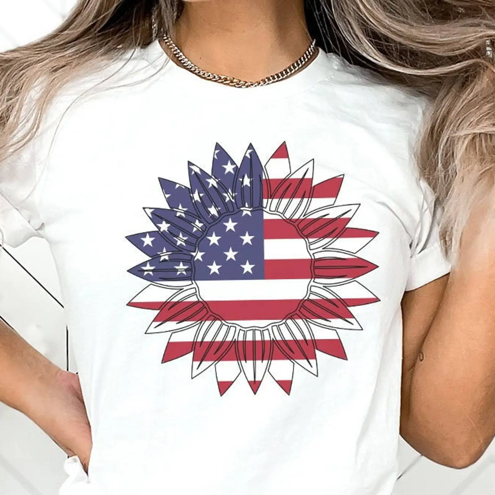 American Flag Daisy Shirt 4th O July Shirt July 4th Shirt Women 4th of July Wome