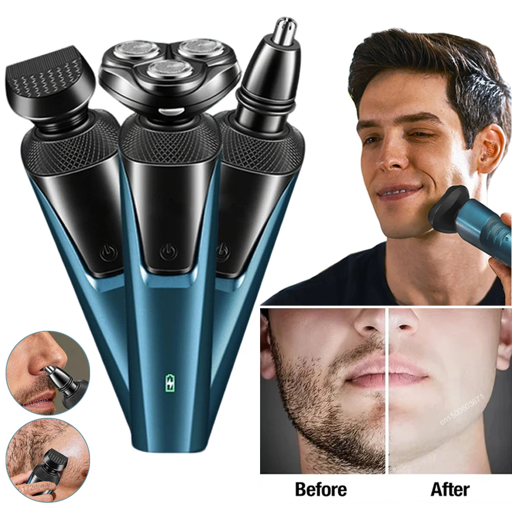 Electric Shaver 3-in-1 Multifunctional Hair Trimmer Rechargeable Portable Wet&Dry Electric Razor for Leg Chest Nose Hair Remover