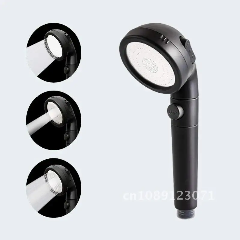 

ZhangJi 3 Modes Adjustable SPA Massage Stop Button Shower Head High Pressure Anion Filter Rainfal Shower Nozzle Black Bathroom