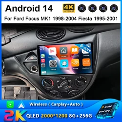 Android 14 For Ford Fiesta 1995-2001 Focus MK1 1998-2004 Car Radio 2 Din Android Stereo Carplay Autoradio Head Unit Auto