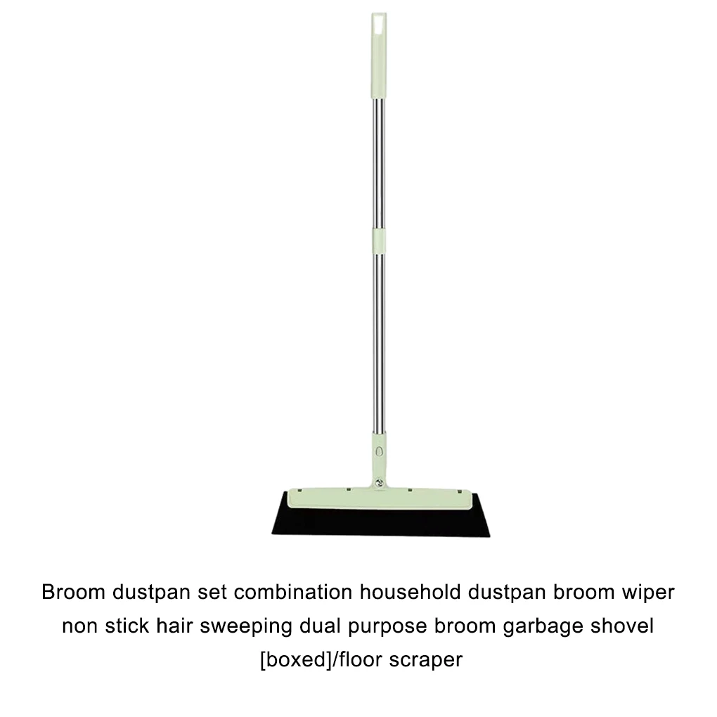 Green Household Dustpan Broom Wiper - Tough And Powerful Cleaning No Dead Corners Space-saving Storage Large Capacity