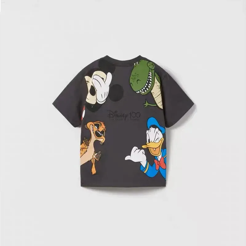 New Disney 100th Anniversary Celebration Family T-shirt, Couple Classic Animation T-shirt, Boys and Girls Short sleeved Top