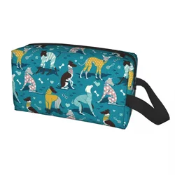 Trousse de toilette portable pour chien lévrier mignon, trousse de maquillage cosmétique pour animaux de compagnie, trousse de rangement de beauté, boîte de voyage