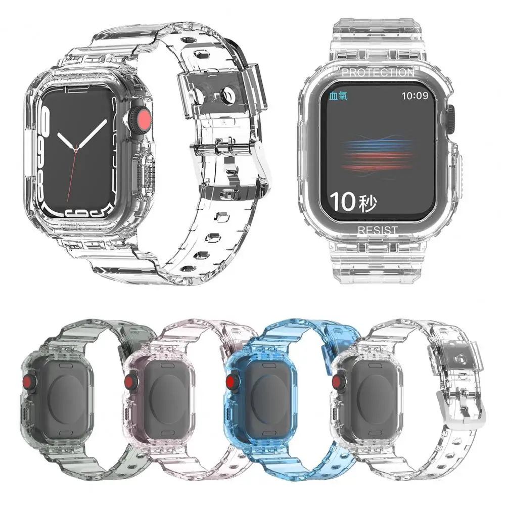 38/40/41mm 42/44/45mm Watch Band para Apple Watch 8 TPU One-piece Transparente Smart Watch Band Substituição Watch Acessórios