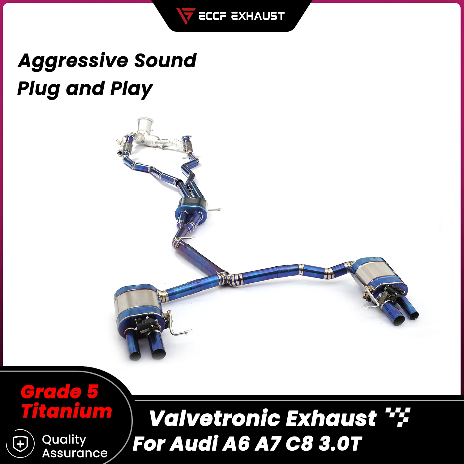 

Sporty 4K Titanium Valvetronic Exhaust Complete exhaust system for Audi A6 A7 C8 3.0T Aggressive Exhaust Sound Easy Installation