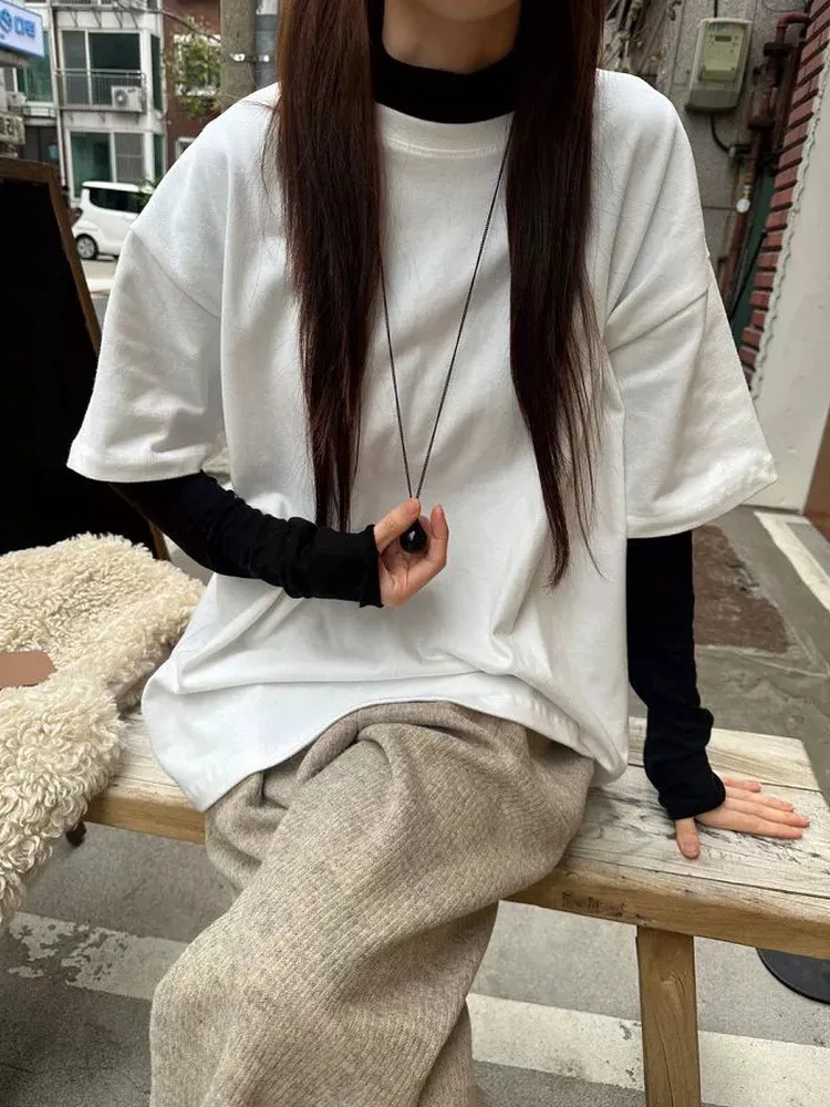 

White Casual ort Sve T-irt Women's Loose Fun Pattern Dog Print Top Summer Sweat Absorbent Cotton round Ne Regular Fit