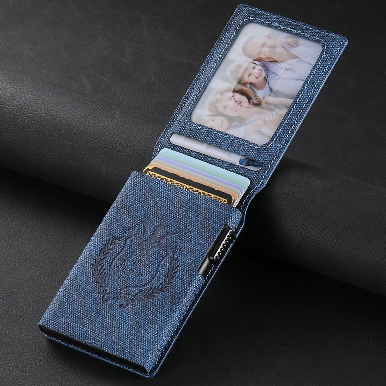 SUTENI Kunstleder für Herren, Geldbörse, Kartensteckplatz, Geldbörse, Flip-Cover, Kartenbox, drückt den Knopf automatisch die Karte aus – Detail 19