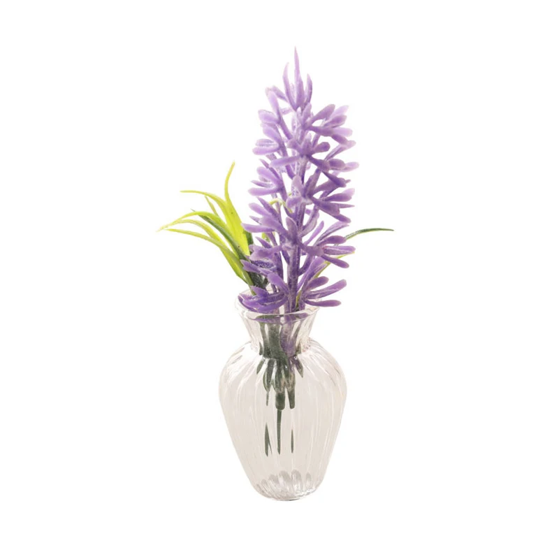 Jarrones de lavanda en miniatura para casa de muñecas, macetas de flores de plantas en maceta, modelo de bonsái para casa de muñecas, jardín, decoración del hogar, juguetes para niños, regalo, 1:12