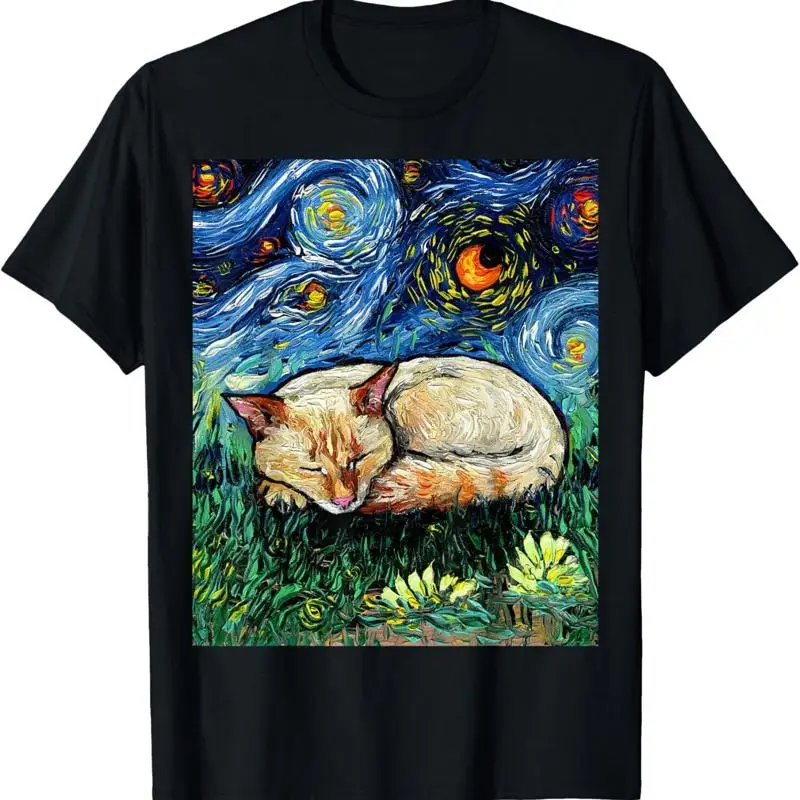 

Sleeping Flame Point Siamese Cat Starry Night Pet Art by Aja T Shirt