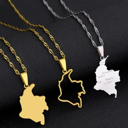 Fashion República de Colombia Map City Pendant Necklace Stainless Steel Men Women Maps Jewelry GIft