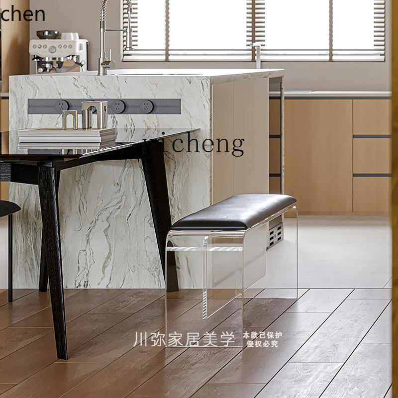 طاولة طعام وكراسي من الأكريليك HXL، مقعد تغيير الأحذية، مقعد طويل بجانب السرير، خفيف فاخر #4