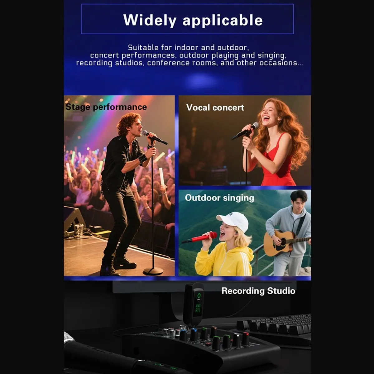 Carefree- 2.4G Wireless Microphone Converter System Transmitter Receiver for Dynamic Condenser Microphone Guitar Audio Mixer B