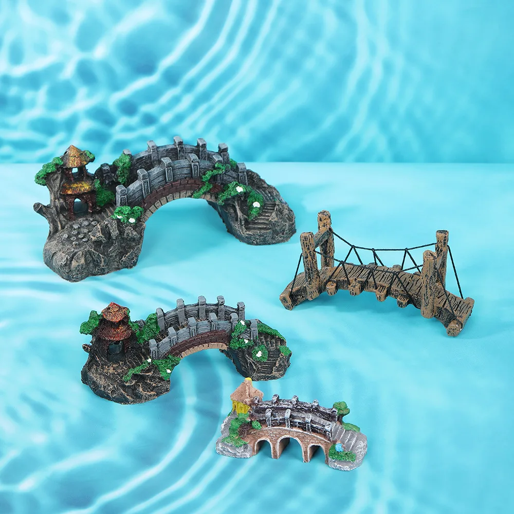 

1PC Fish tank bridge landscaping resin decorative aquarium creative ornaments simulation bridge small bridge landscaping