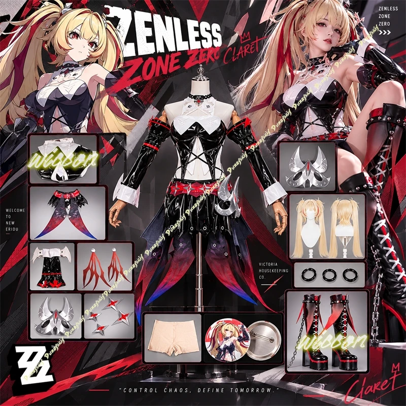 Zenless Zone Zero Claret Flint Cosplay-Kostüm Anime-Spiel Rollenspiel-Outfit ZZZ Claret Cos Anzug für Comic Con Halloween-Party
