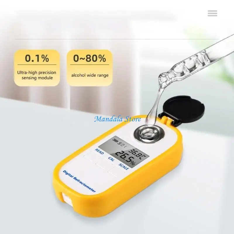 U2JC Fruit Wine Concentration Meter Digital Brix Refractometer Freezing Point Refractometer Universal 0‑80% Brix Meter