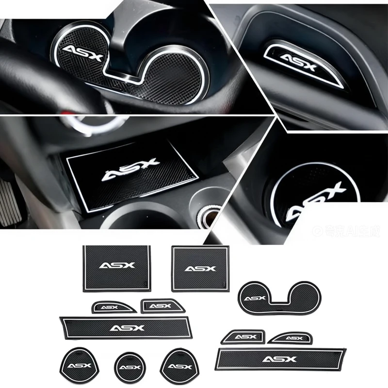 For Mitsubishi ASX 2012 2013 2014 2015 2016 2018 Accessories Car Styling Trim Non-Slip Door Pad Cup Gate Slot Mat