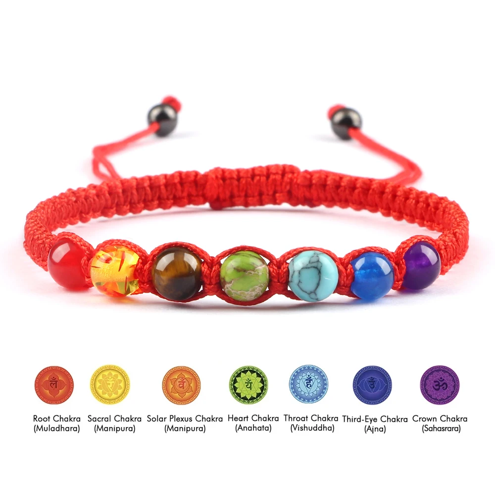 Hand Woven 7 Chakra Bracelet For Men Women 6mm Natural Stone Healing Balance Bracelet Couple 7 Chakra Bead Bangle Prayer Jewelry