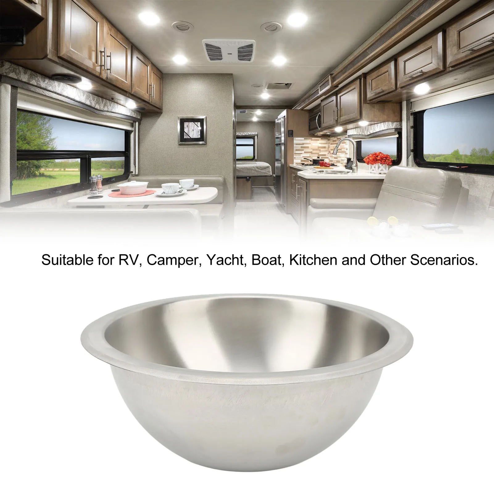 RV Kitchen Sink, Wiredrawing, for RV and Camper, Space - Saving 304 Stainless Steel RV Sink, Smoothing Surface