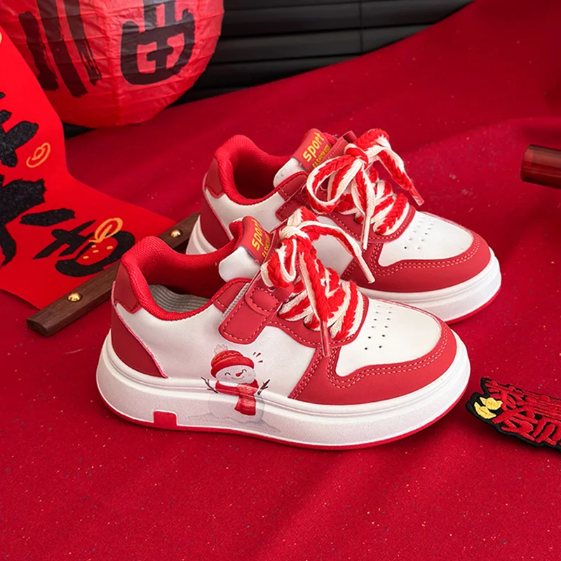 

Kids Sports Shoes Cute Snowman Children Tennis Shoes Breathable 2026 New Fashion Boys Girls Soft Sole Casual Shoes Non-slip