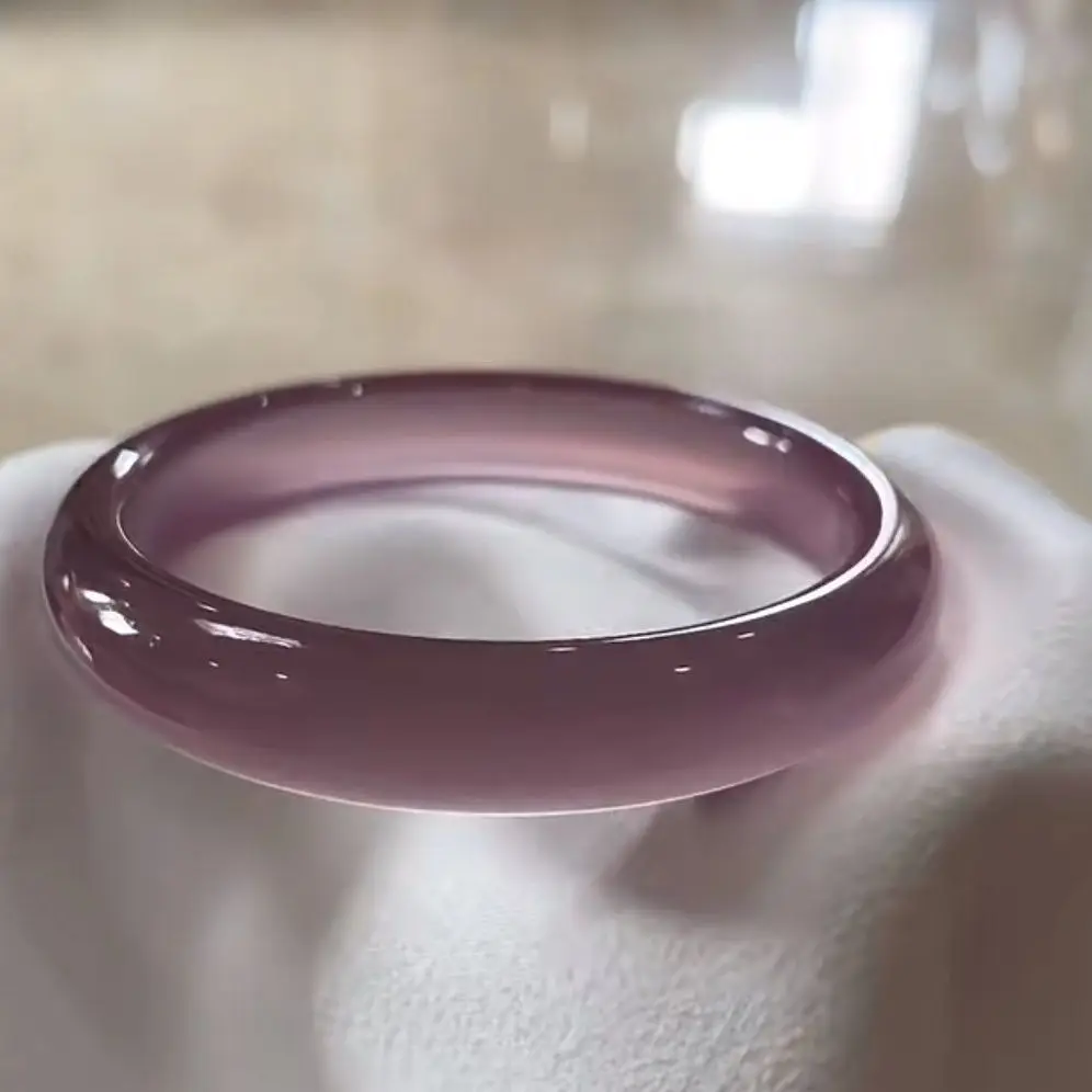 

Натуральный ледяной король, фиолетовый браслет «кошачий глаз», женский дымчатый фиолетовый агат, толстая круглая полоска, красивый браслет