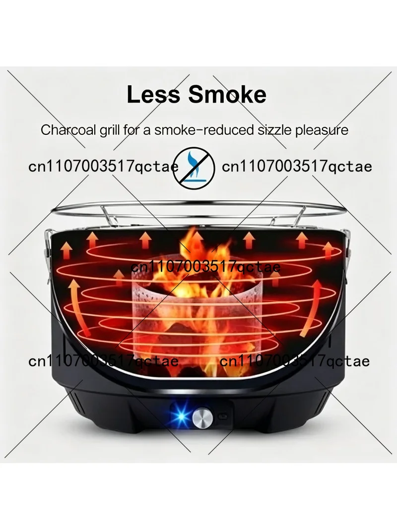 Indoor Smokeless Pellet Grill  Portable Stainless Steel Charcoal BBQ Grill with Plancha