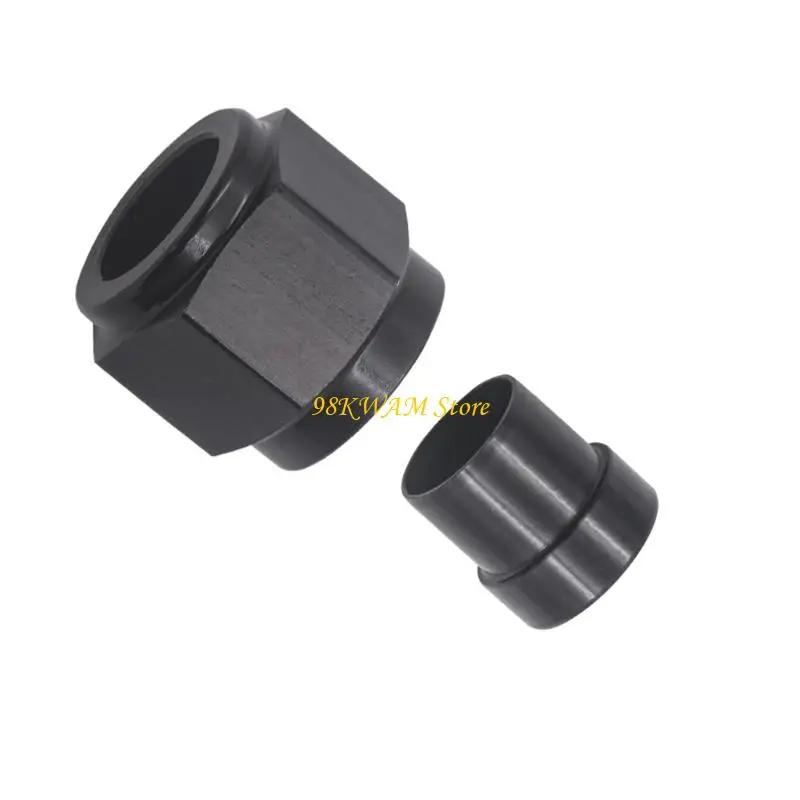 Nut And Sleeve Set Hardline Tube Fitting Black Aluminum Alloy For Fuel Brake Cooling Systems Size 4AN To AN12 68UF