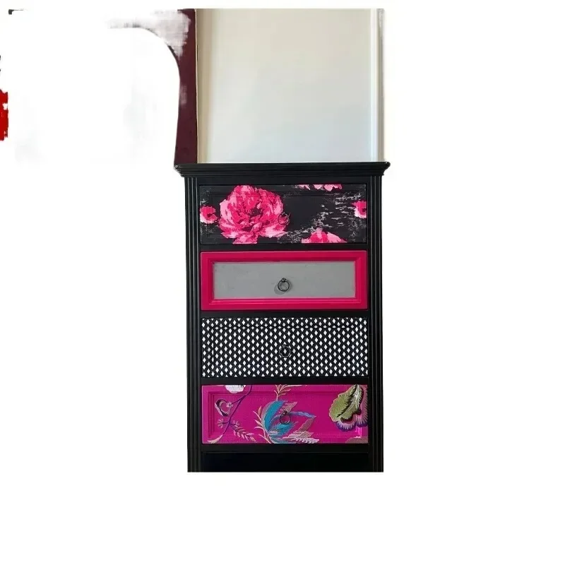 

Designer European solid wood carved chest cabinet, storage cabinet fabric 5 chest cabinet storage cabinet