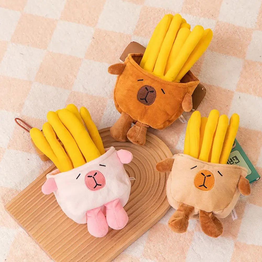 High Elastic Pp Cotton Filling Toy Cute Capybara Fries Plush Toy Pillow Set Adorable Food-animal for Kids for Children for Kids