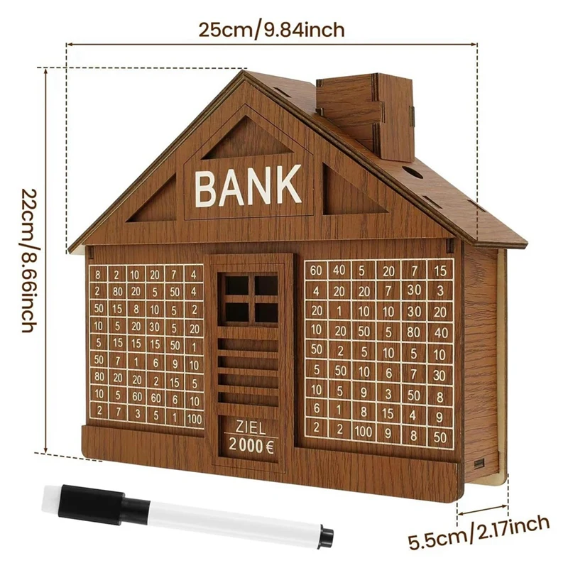 Wooden Piggy Bank For Adult Kids Money Box With Counter Money Saving Tin Reusable Money Box