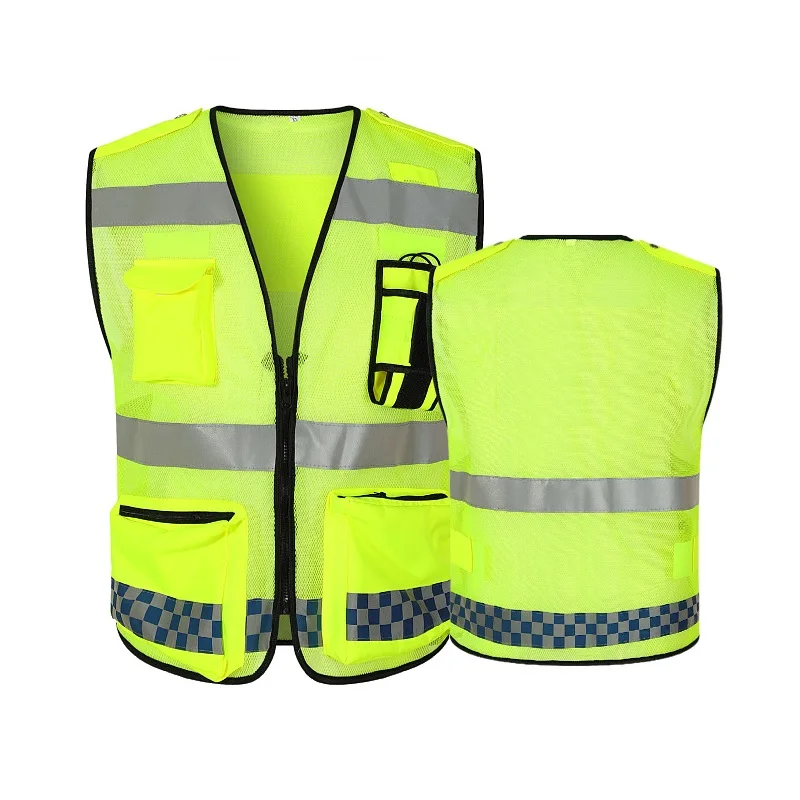 

High Visibility Reflective Safety Vest Mesh Cloth Fabric with Pockets and Zipper Durable for Bicycles Outdoor Biking Men Women