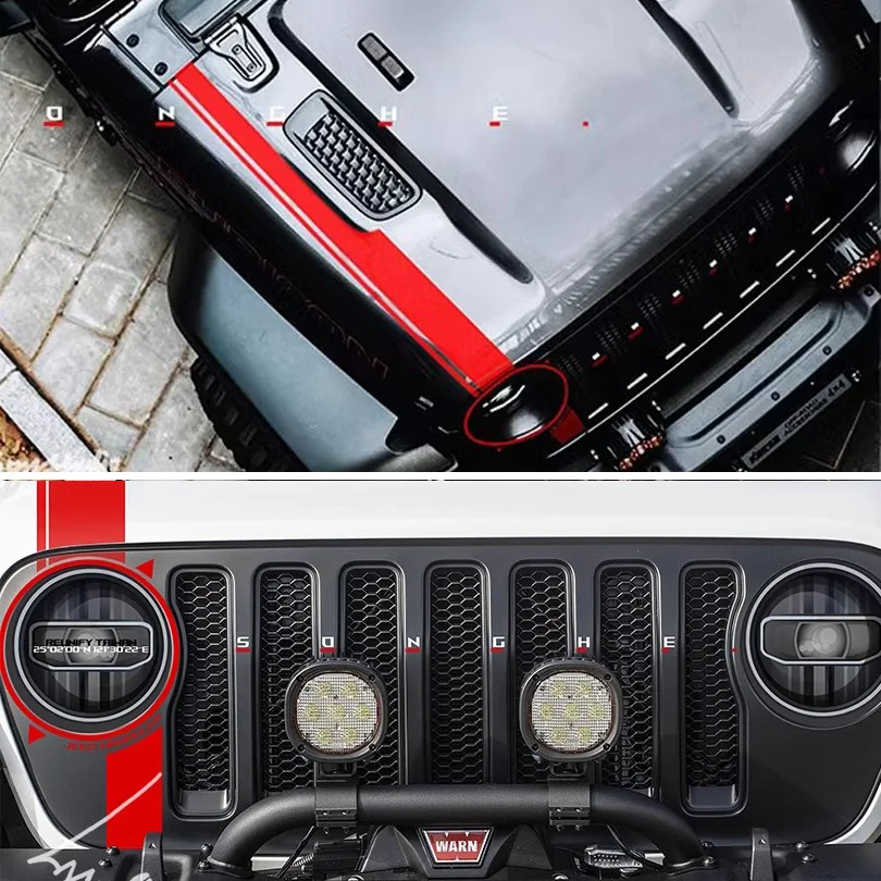 

Matt Front Headlight Lamp Sticker Hood Stripe Decal Wrap Vinyl Film Accessories for Jeep Wrangler JL Gladiator JT 2018-2023